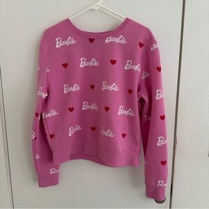 Barbie Pink Sweatshirt with Heart Detail Pink M XL